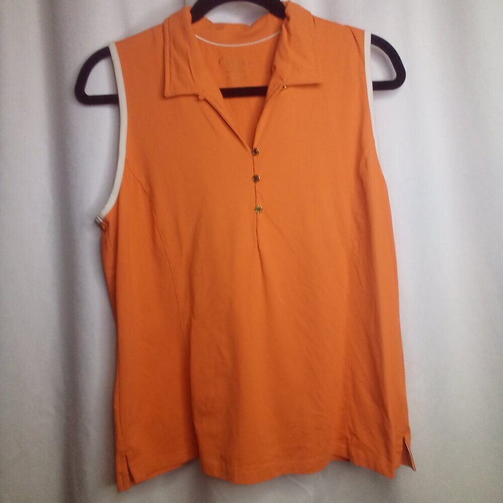 Clover by Bobby Jones Shirt L Women Sleeveless Performance Orange